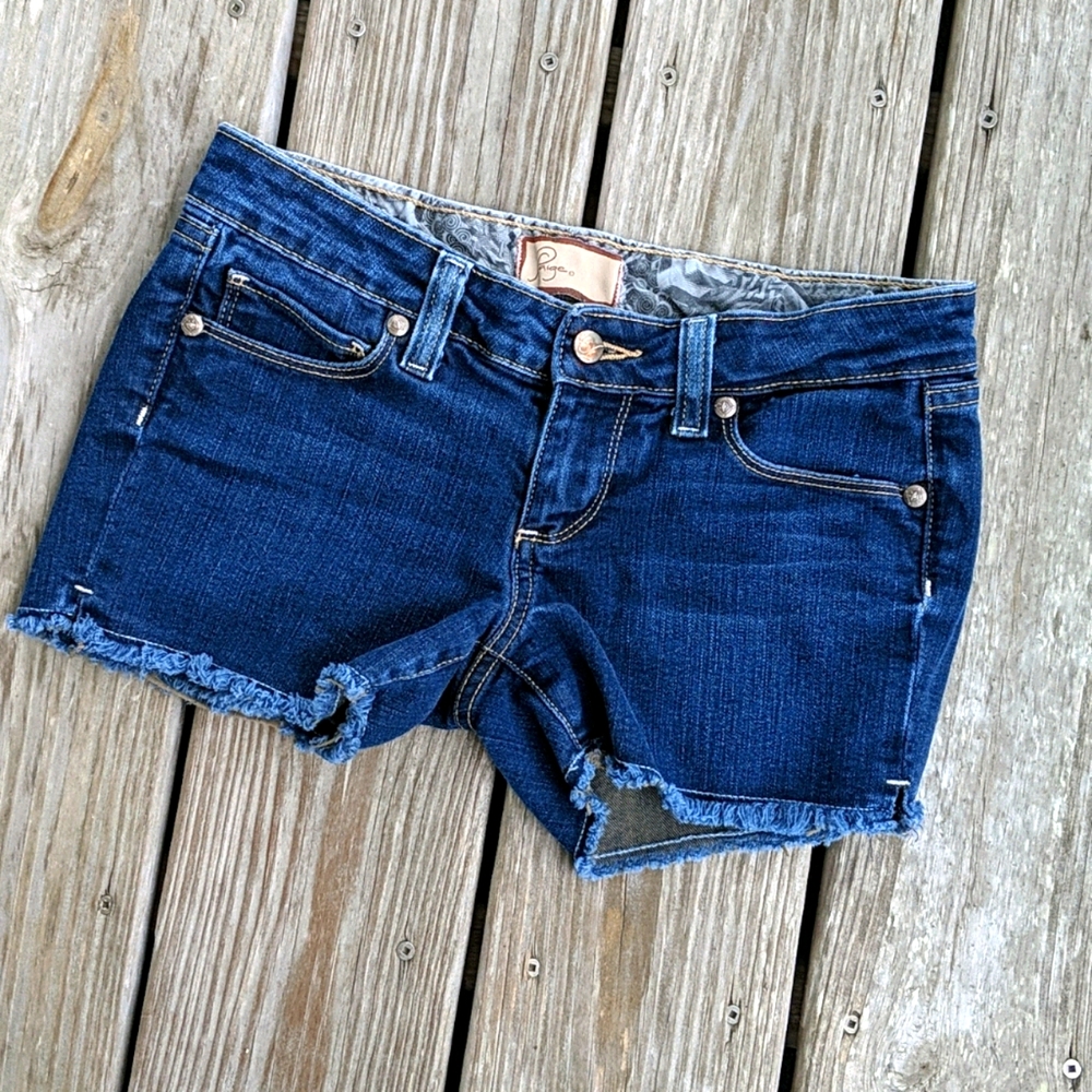 Paige cutoff blue denim jeans